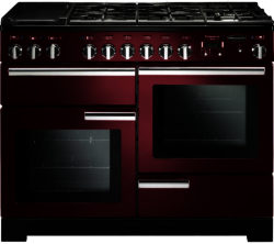 RANGEMASTER  Professional Deluxe 110 Dual Fuel Range Cooker - Cranberry & Chrome